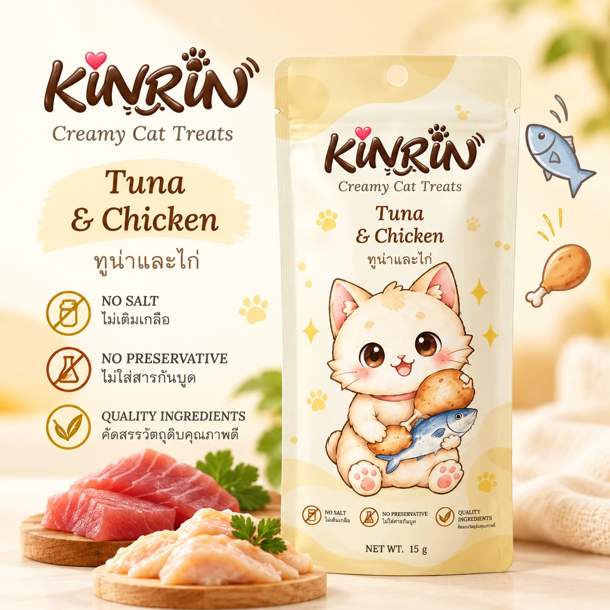 KINRIN 金枪鱼与鸡肉口味商品展示效果图